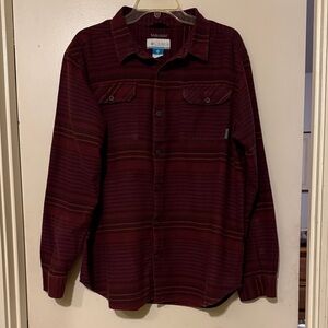 Columbia Maroon and Navy Striped Shirt